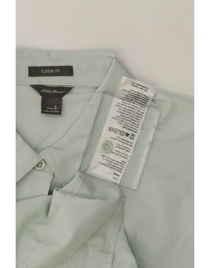 EDDIE BAUER Womens Classic Fit Shirt UK 10 Small Green Polyester Vintage Eddie Bauer and Second-Hand Eddie Bauer from Messina Hembry 
