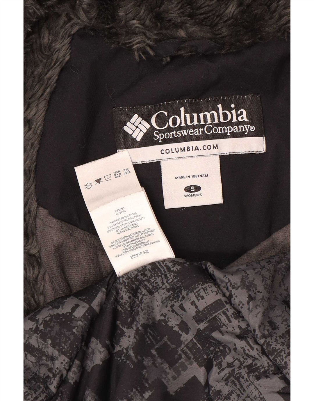 Giacca imbottita con cappuccio da donna Columbia UK 10 piccola in nylon nero