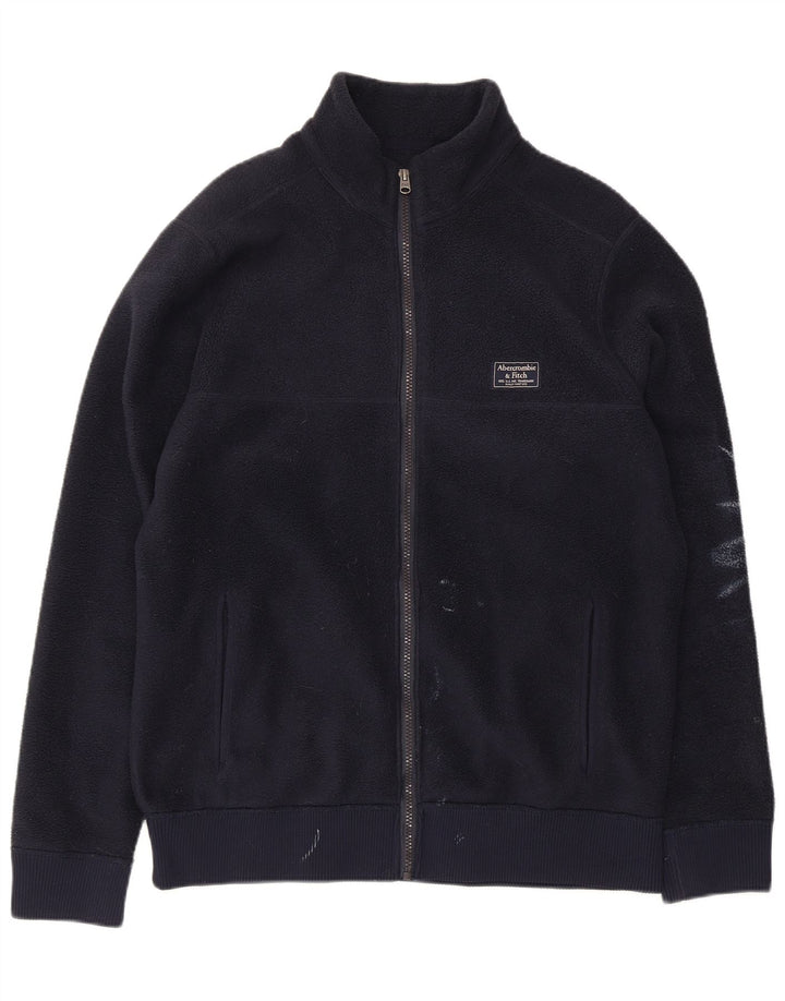 Giacca in pile da uomo Abercrombie & Fitch UK 38 poliestere medio blu navy