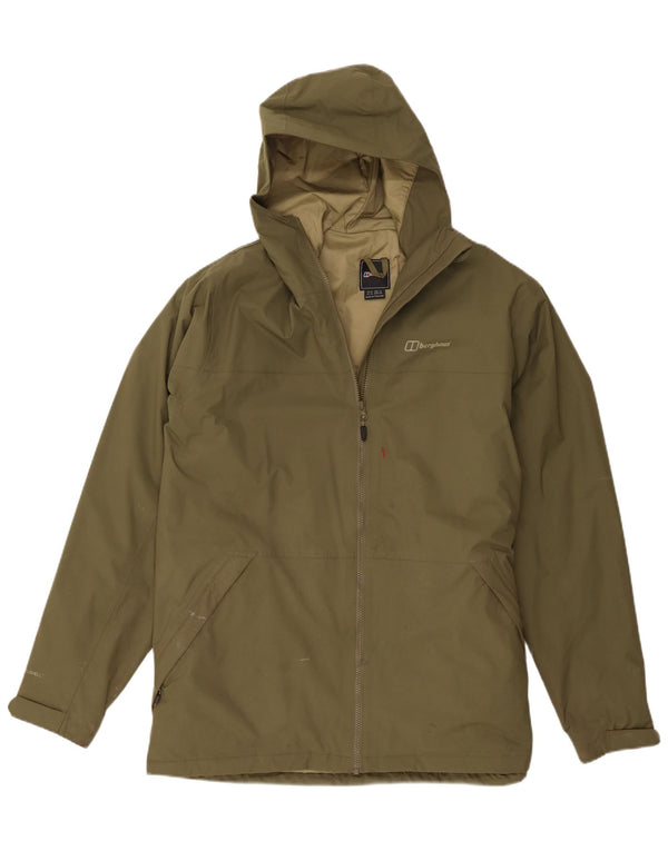 Giacca antipioggia da uomo con cappuccio Berghaus UK 42 XL kaki poliammide