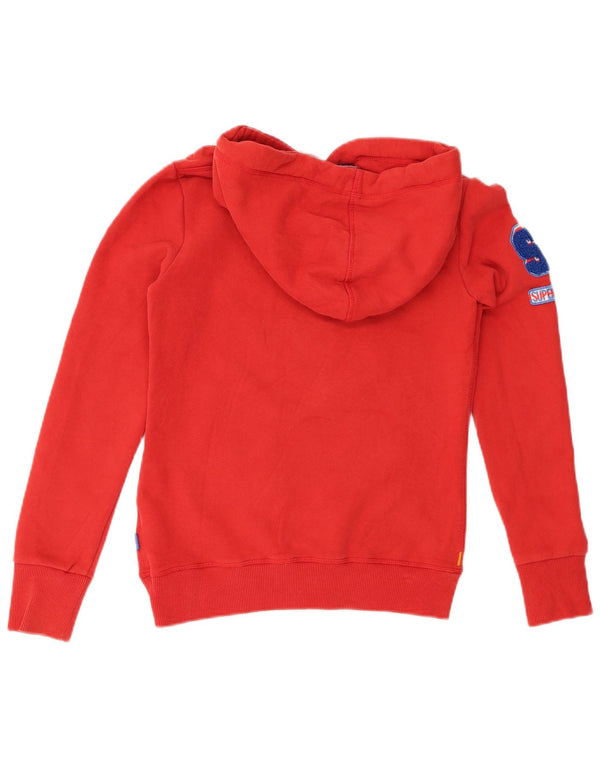 Maglione con cappuccio grafico da donna SUPERDRY UK 6 XS rosso cotone