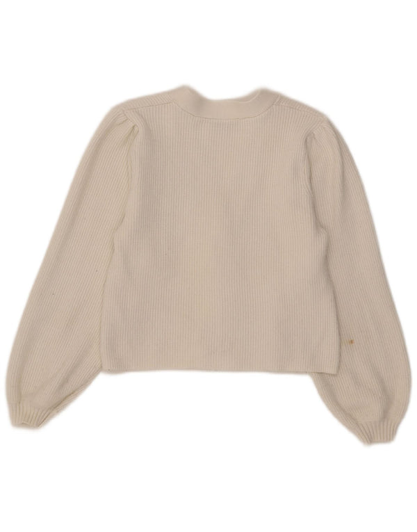 Maglione cardigan corto da donna Zara UK 12 Viscosa bianca media