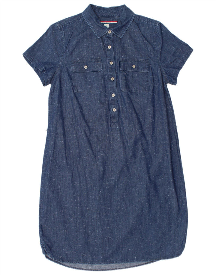 TOMMY HILFIGER Abito camicia di jeans da donna UK 14 Cotone screziato blu medio