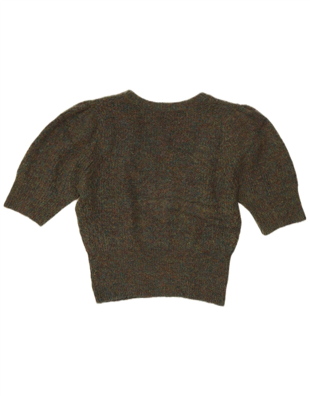 Maglione corto con scollo a V da donna Zara UK 14 medio kaki screziato