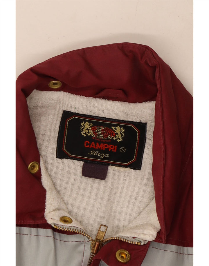 CAMPRI Giubbotto bomber con cappuccio da uomo UK 40 Grande poliestere a righe bordeaux