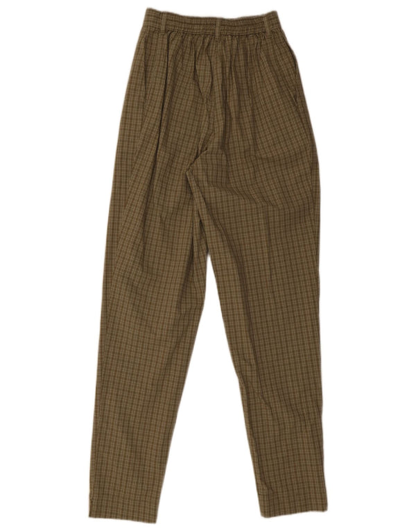 Pantaloni chino da donna Marks & Spencer UK 10 piccoli W24 L31 quadri marroni
