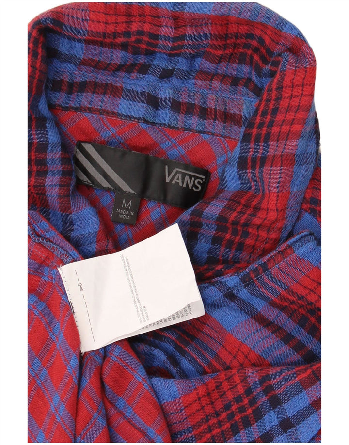 Camicia senza maniche da donna Vans, camicetta UK 12, cotone a quadri rosso medio