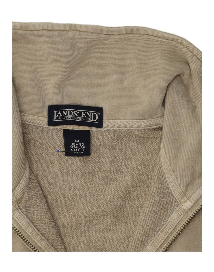 Maglione felpa con collo con zip vestibilità regolare da uomo Lands End UK 38/40 Beige medio