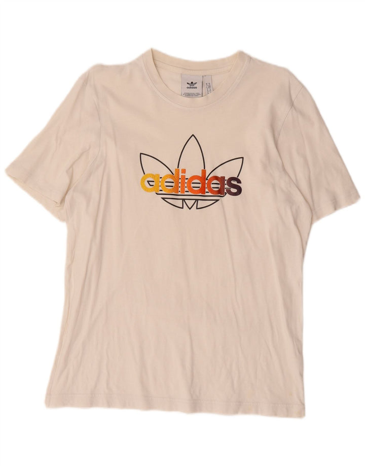 T-shirt grafica da uomo Adidas Top in cotone bianco sporco medio