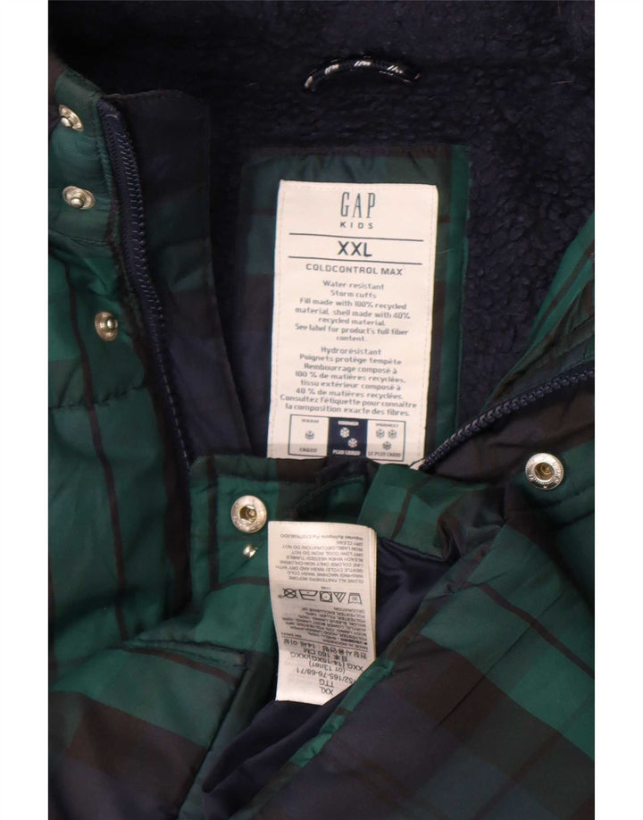 Giacca imbottita con cappuccio Gap per ragazzi 13-14 anni 2XL Poliestere a quadri blu navy
