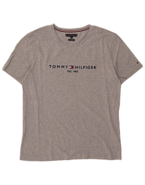 T-shirt grafica da uomo Tommy Hilfiger Top 2XL cotone grigio