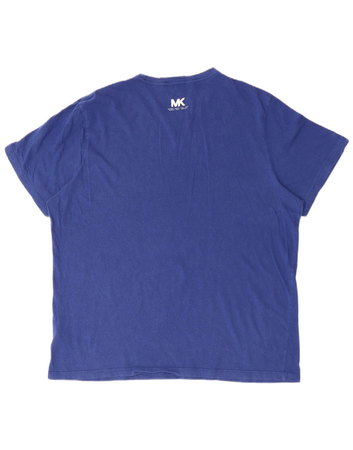 MICHAEL KORS T-shirt grafica da uomo Top XL in cotone blu