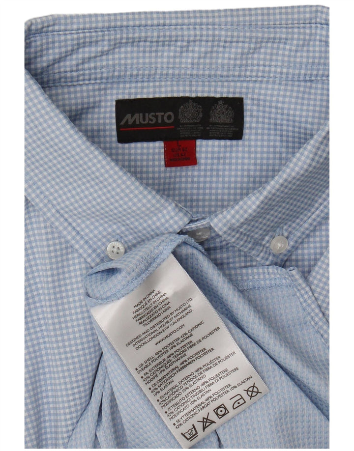 Camicia da uomo Musto grande in poliestere a quadretti blu