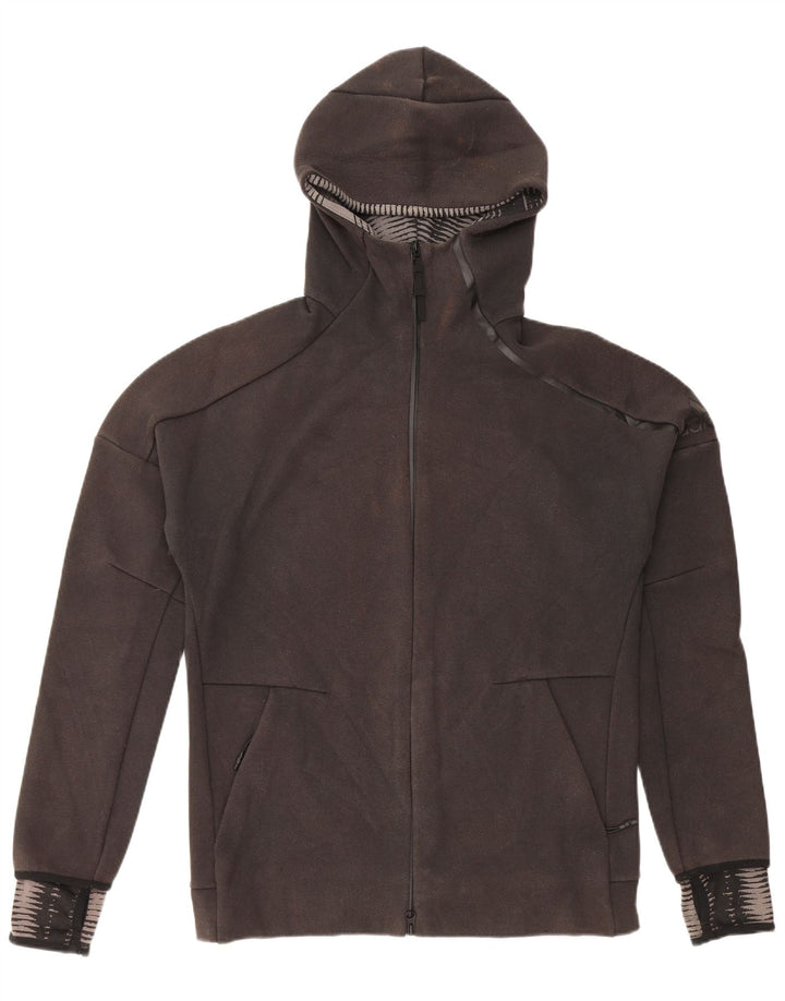 Maglione con cappuccio e zip da uomo ADIDAS in cotone nero medio