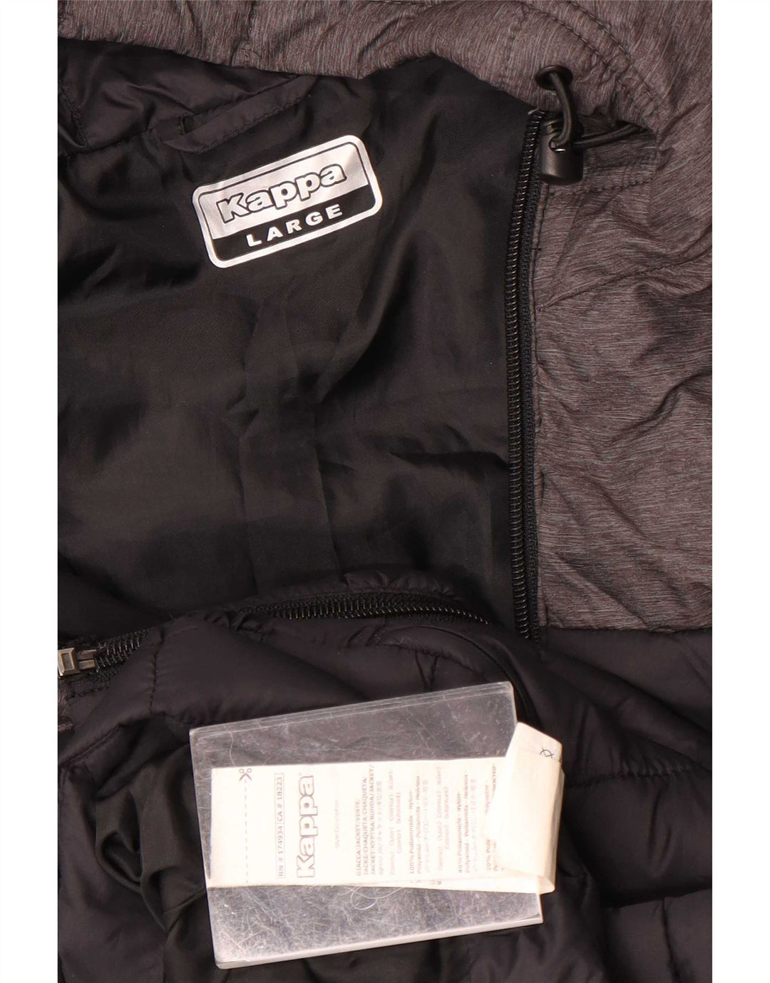 Giacca imbottita con cappuccio da uomo Kappa UK 40 Large nera in poliammide color block