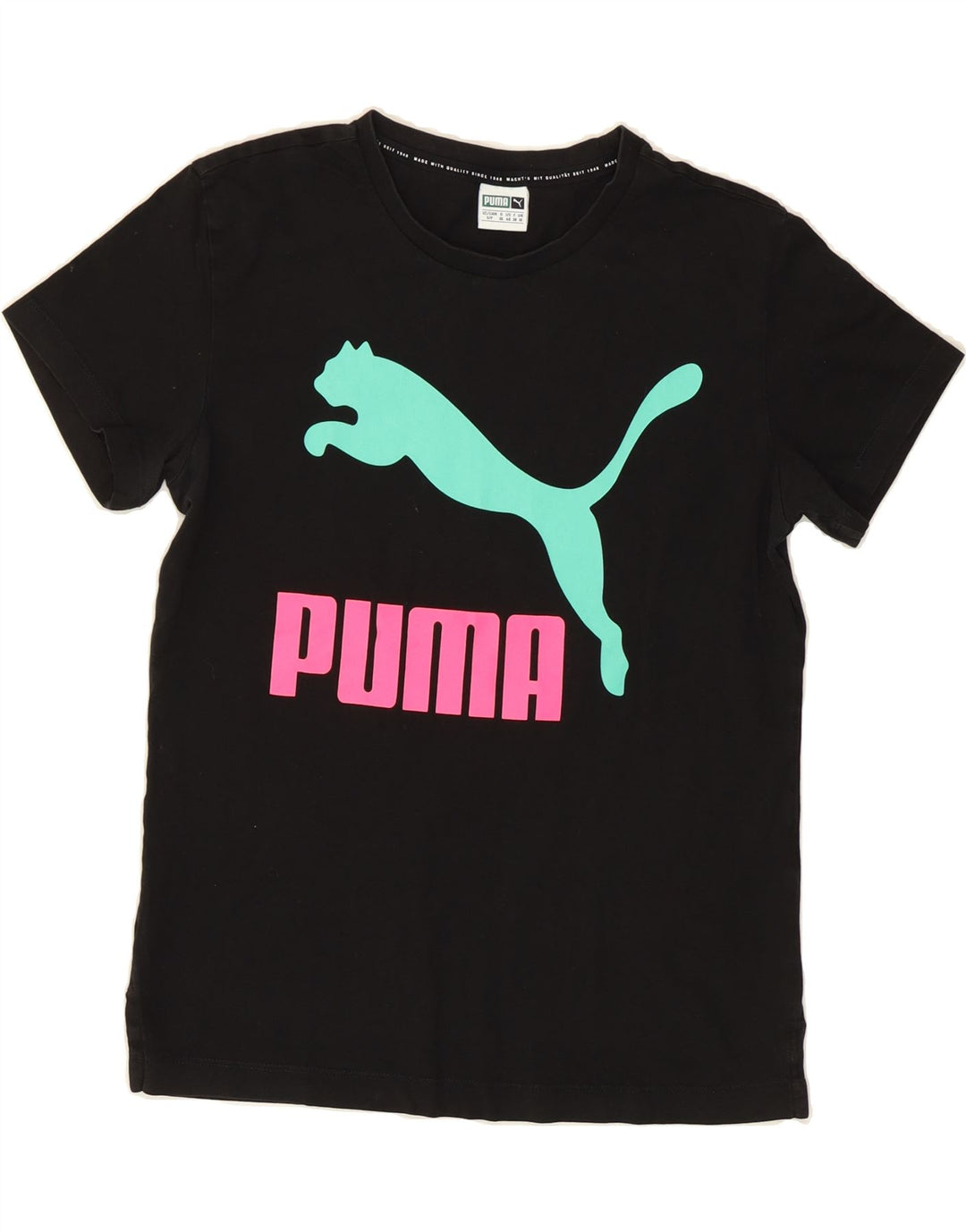 PUMA Womens Graphic T-Shirt Top UK 10 Small Black Vintage Puma and Second-Hand Puma from Messina Hembry 