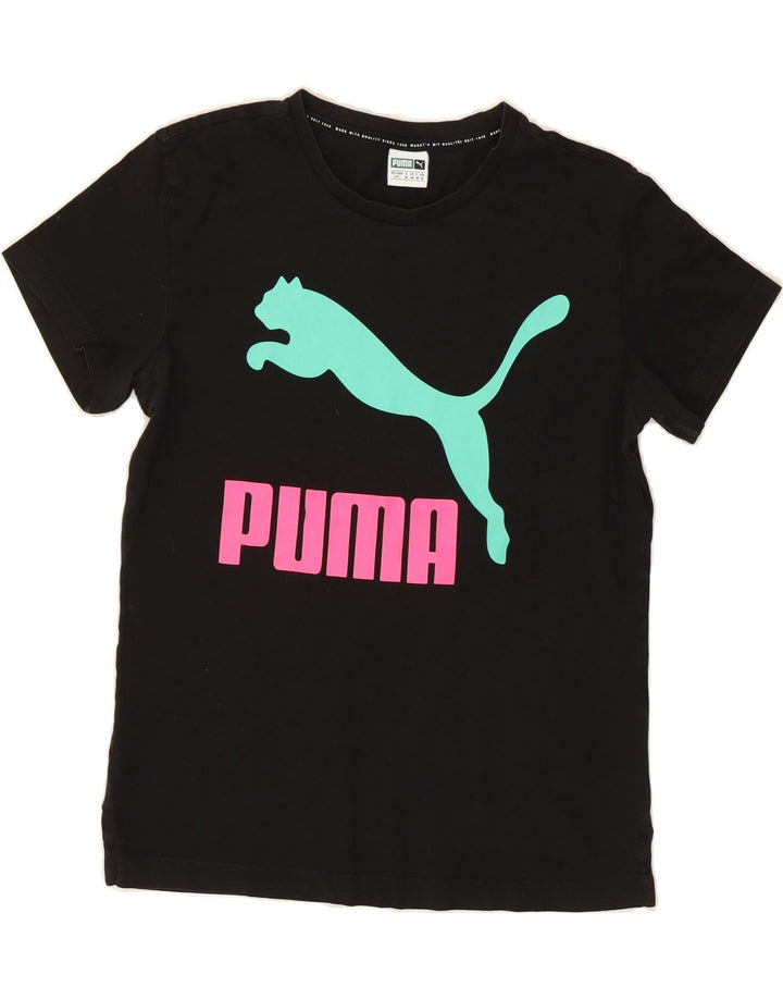 PUMA Womens Graphic T-Shirt Top UK 10 Small Black Vintage Puma and Second-Hand Puma from Messina Hembry 