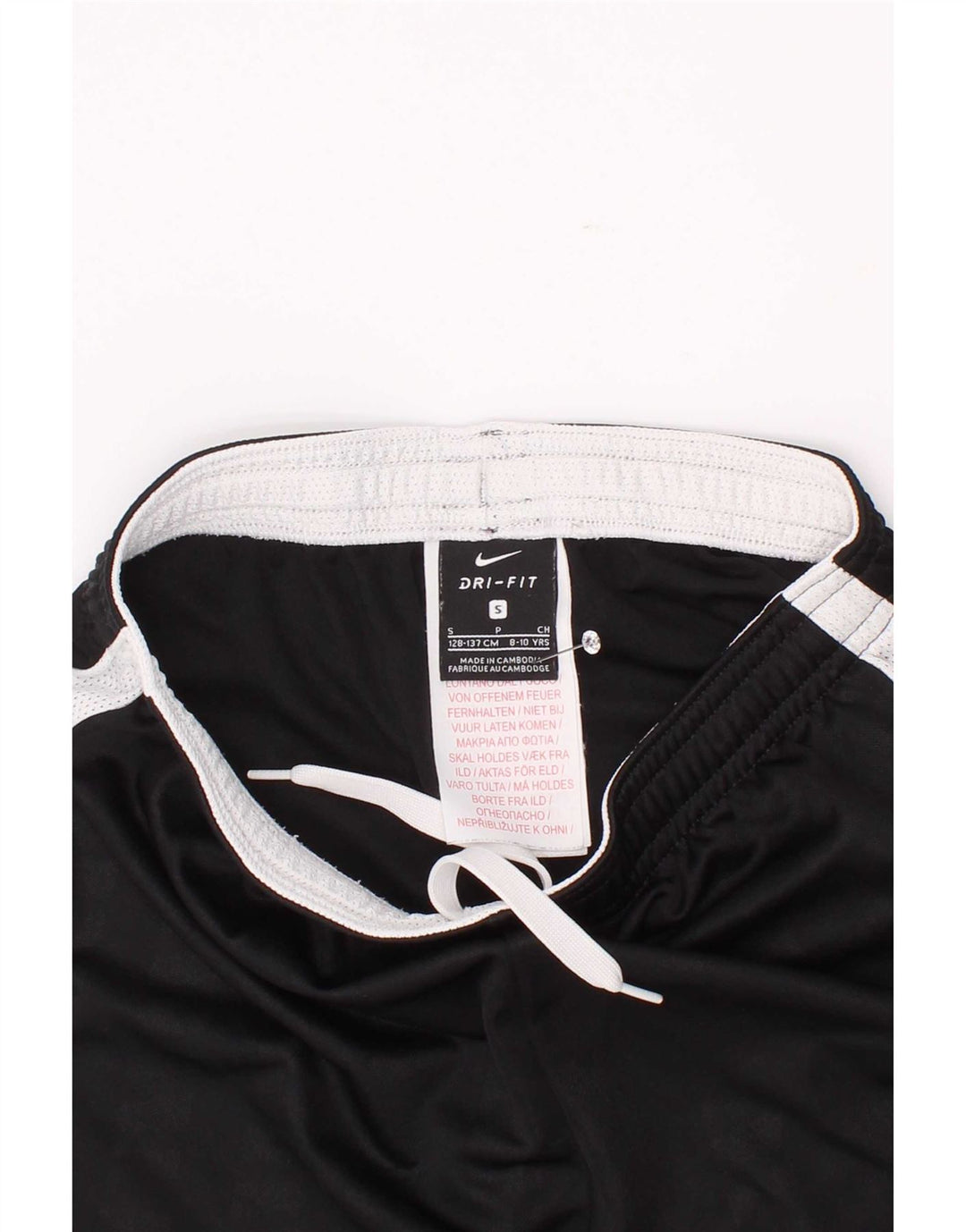 Pantaloncini sportivi Nike da ragazzo Dri Fit 8-9 anni Small Nero Colourblock Poliestere