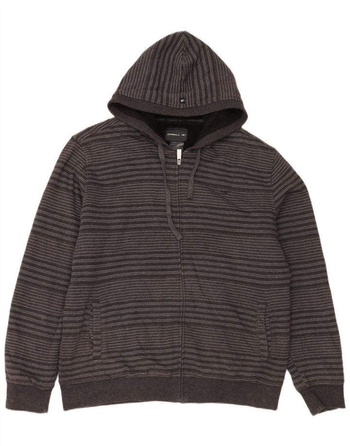 Maglione con cappuccio e zip da uomo O'Neill in cotone a righe grandi grigie