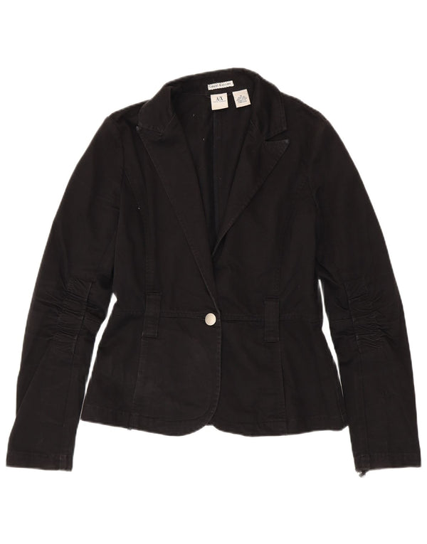 Giacca blazer da donna a 1 bottone Armani Exchange, UK 12, cotone nero medio