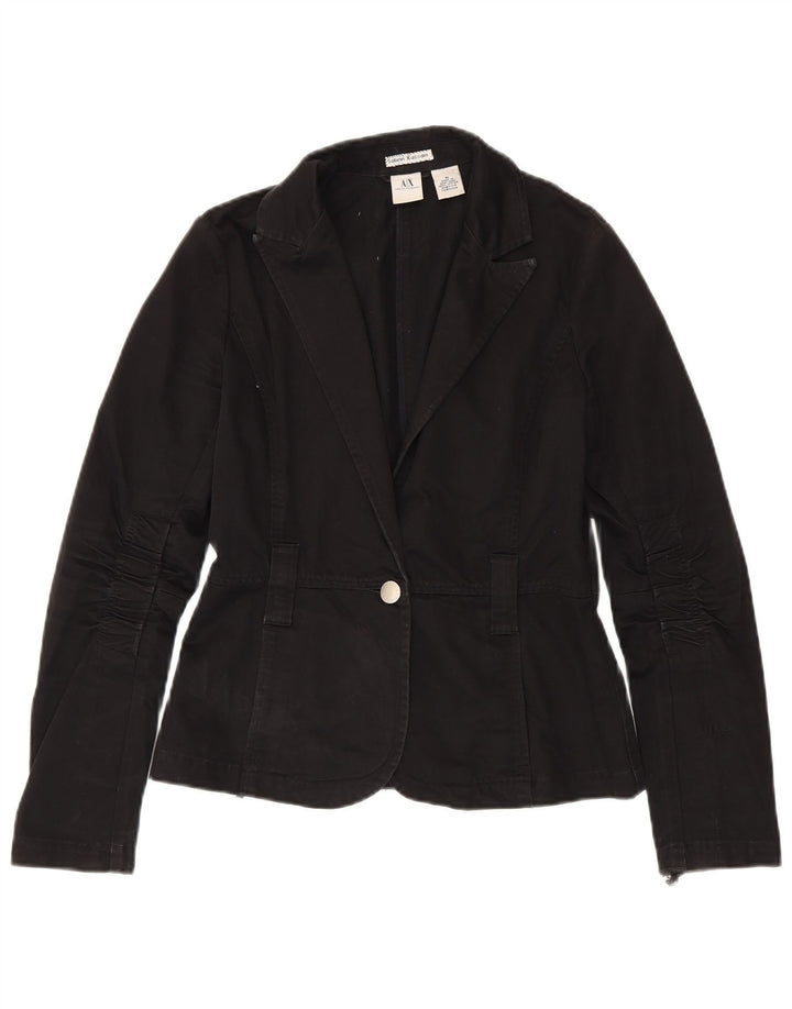 Giacca blazer da donna a 1 bottone Armani Exchange, UK 12, cotone nero medio