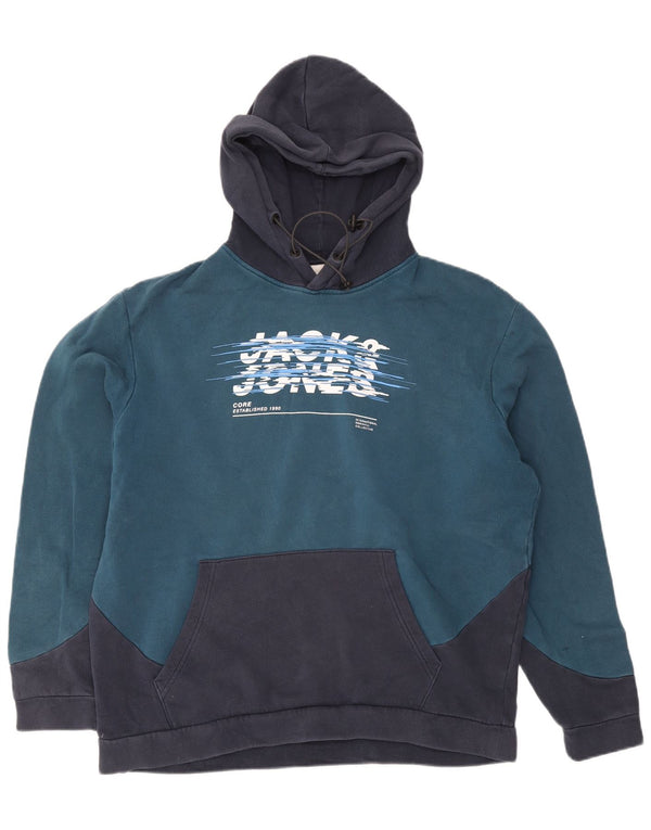 Jack & Jones Felpa con cappuccio grafica da uomo 2XL Cotone a blocchi di colore blu navy