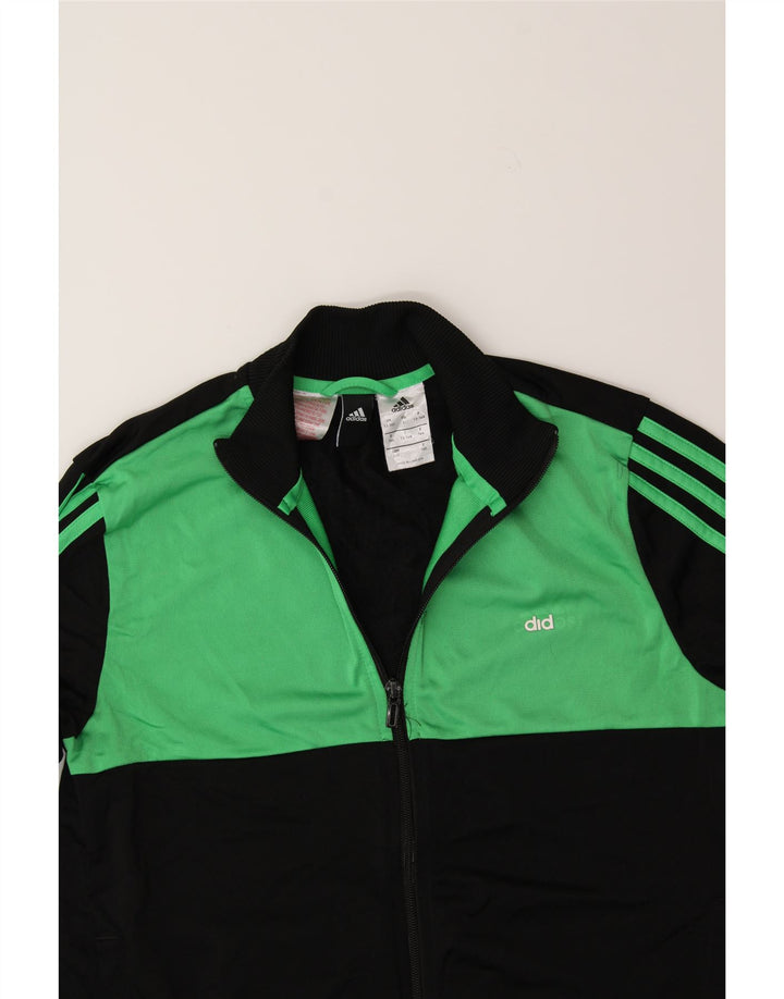 ADIDAS Boys Tracksuit Top Jacket 13-14 Years Black Colourblock Polyester Vintage Adidas and Second-Hand Adidas from Messina Hembry 