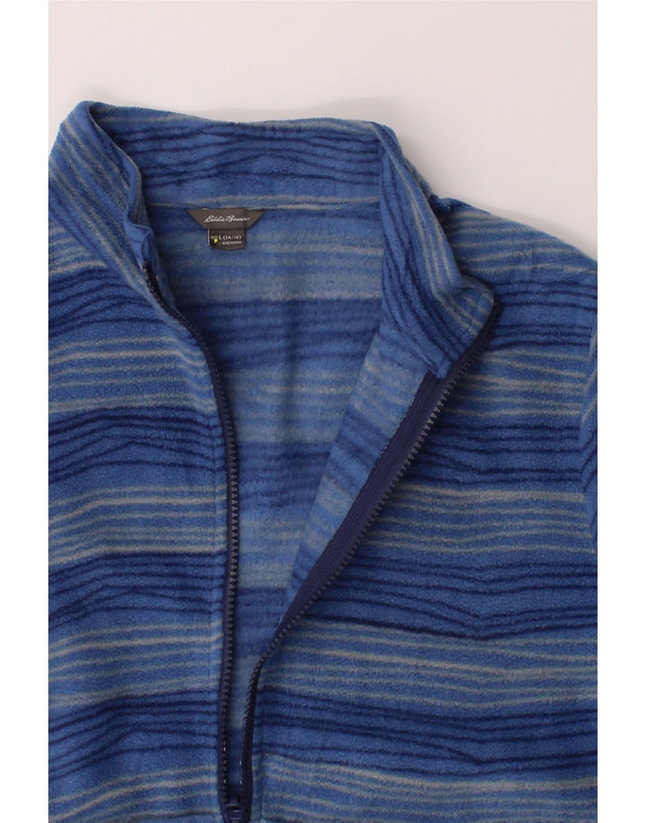 EDDIE BAUER Boys Fleece Jacket 14-15 Years Large  Blue Striped Polyester Vintage Eddie Bauer and Second-Hand Eddie Bauer from Messina Hembry 