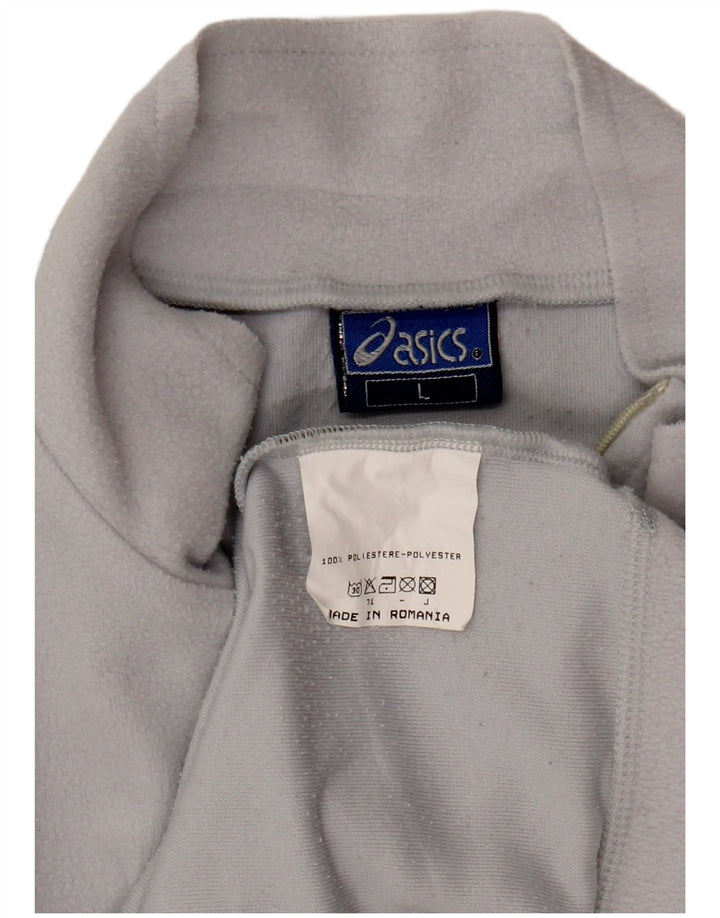 Maglione in pile da uomo Asics con zip e collo, grande, in poliestere grigio