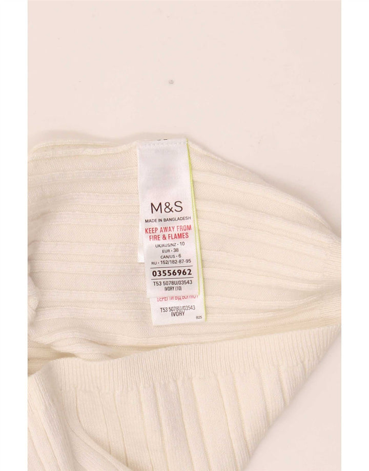 Marks & Spencer maglione da donna Per Una a collo alto con collo alto UK 10 piccolo bianco
