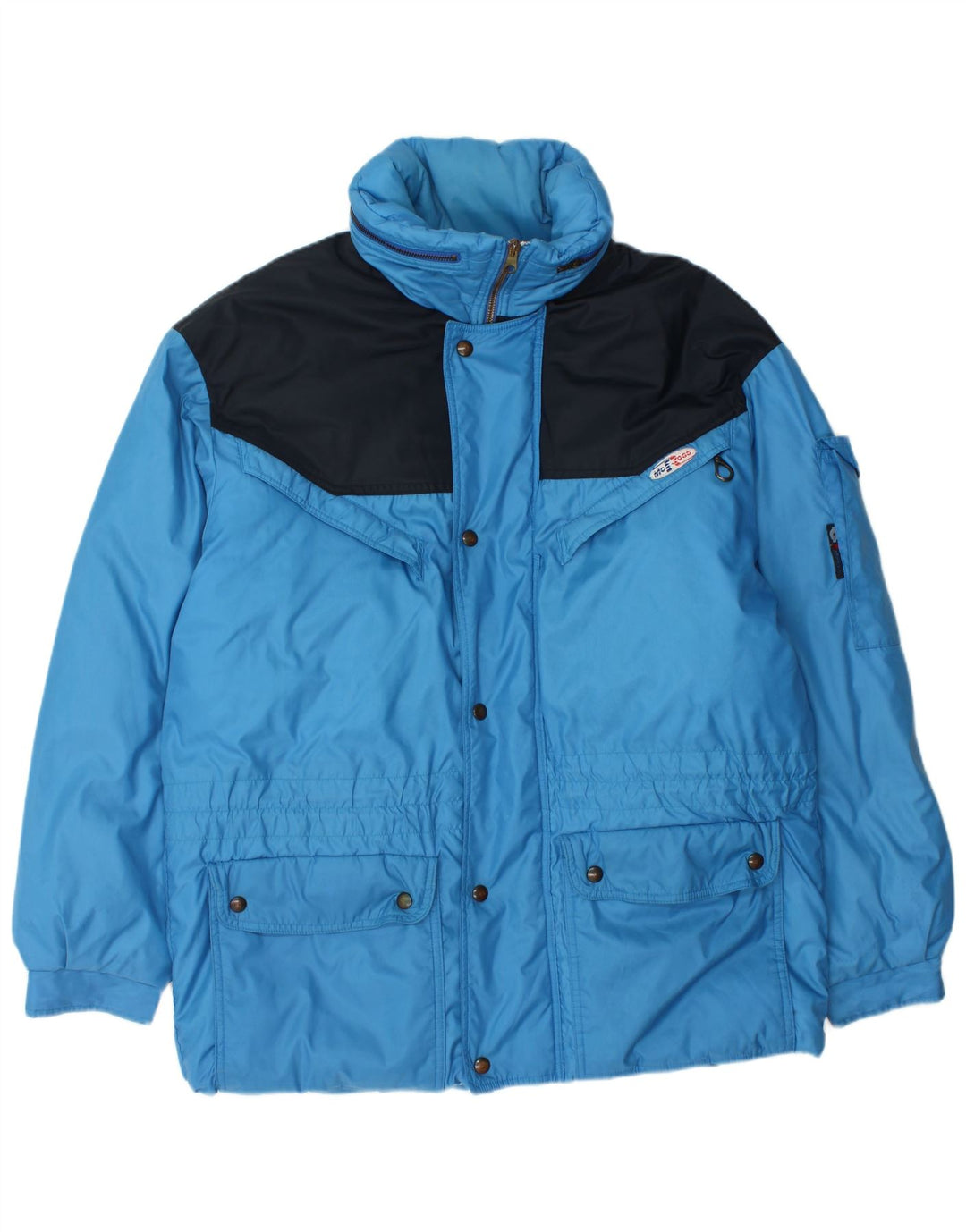 VINTAGE Mens Hooded Ski Jacket IT 54 2XL Blue Colourblock Polyamide