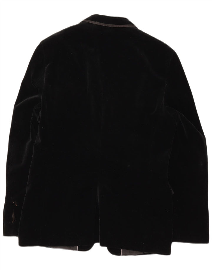 Giacca blazer in velluto da uomo a 1 bottone Zara EU 52 grande cotone nero