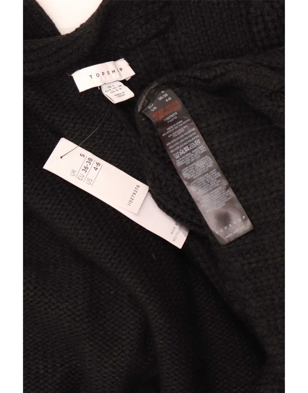 Topshop Maglione cardigan lungo oversize da donna EU 36/38 piccolo nero