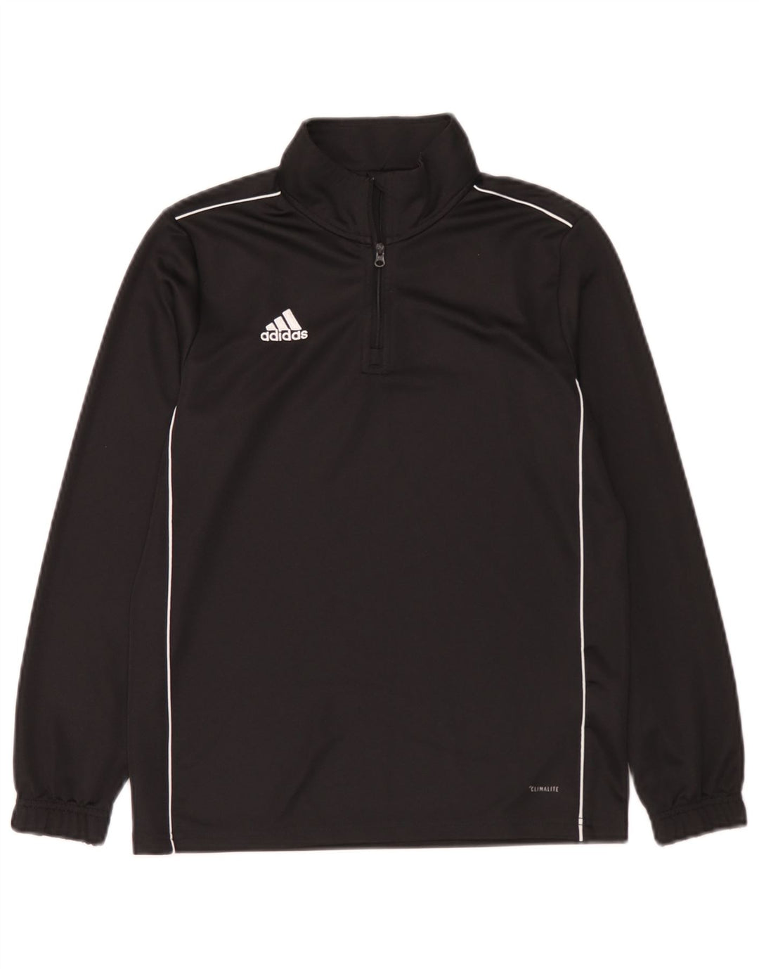 Top Adidas da ragazzo Climalite con zip e collo a maniche lunghe 11-12 anni in poliestere nero