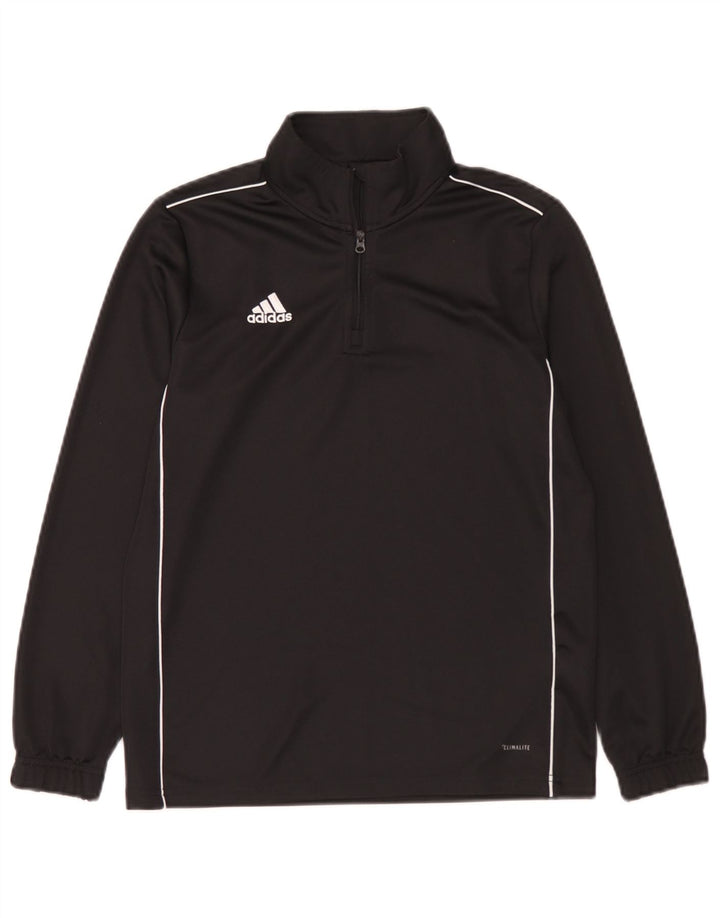 Top Adidas da ragazzo Climalite con zip e collo a maniche lunghe 11-12 anni in poliestere nero