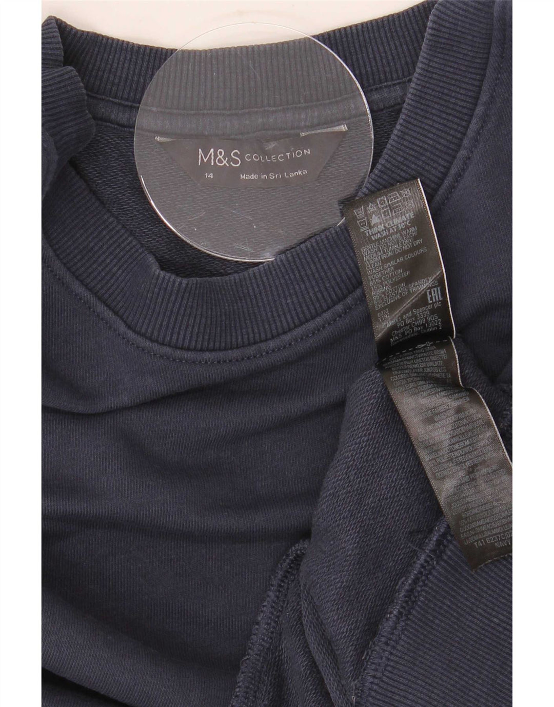 Felpa da donna Marks & Spencer UK 14 cotone medio blu navy