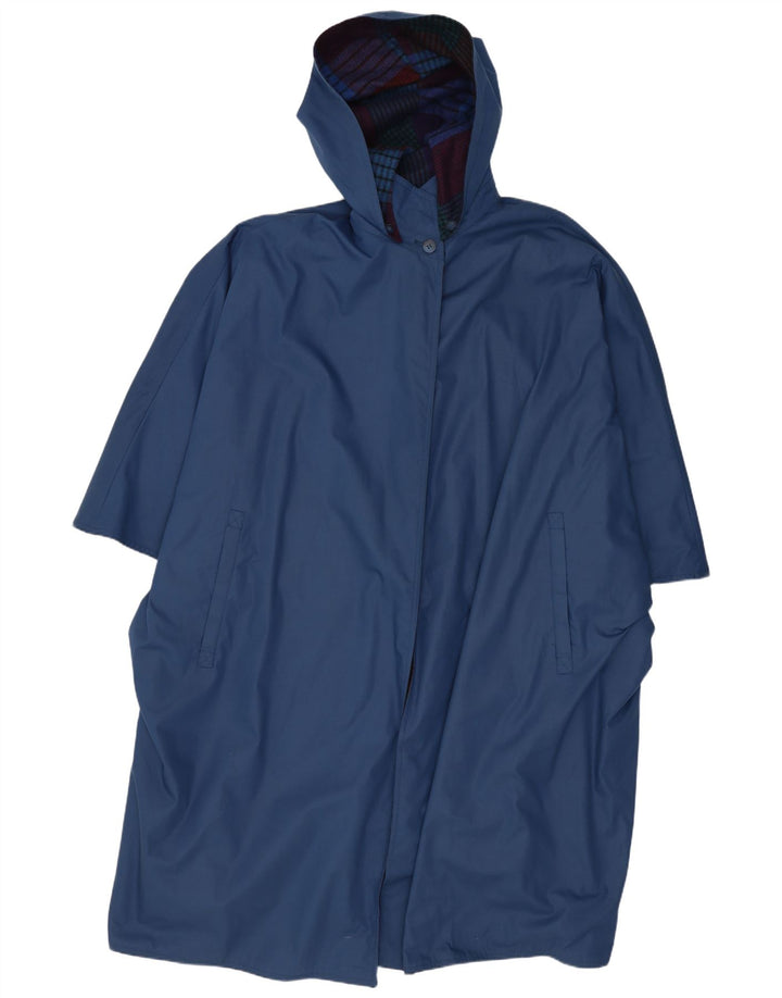 Cappotto poncho vintage con cappuccio da donna IT 48 XL blu navy