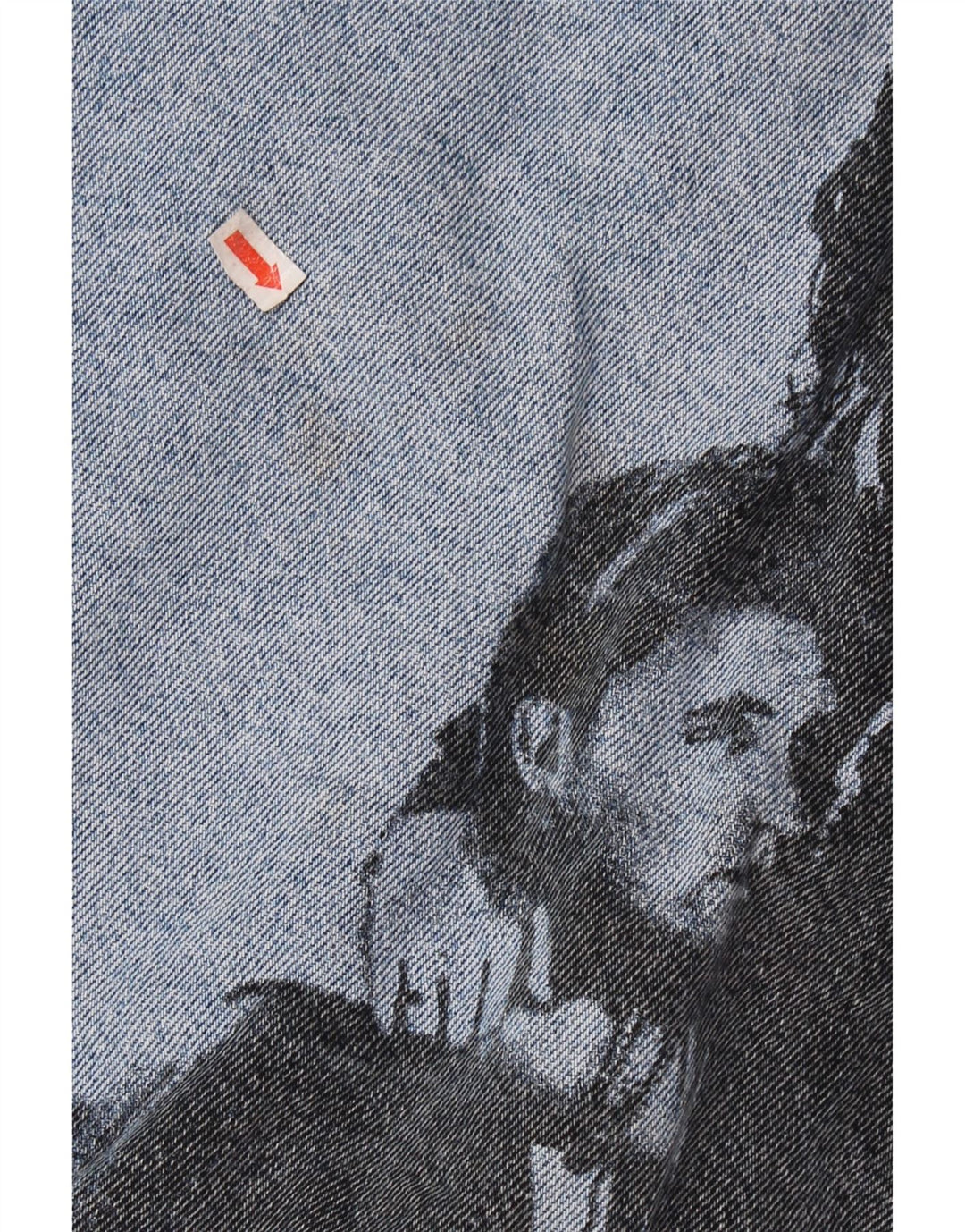 Giacca di jeans grafica da uomo VINTAGE UK 36/38 piccolo cotone blu