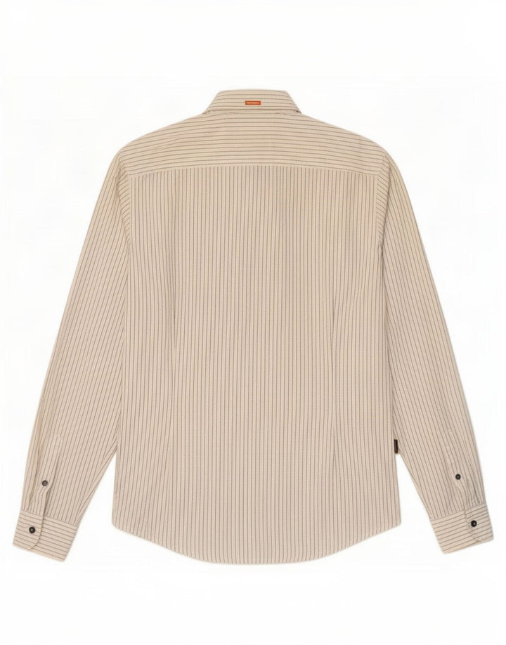 Camicia slim fit da donna Hugo Boss in cotone gessato bianco medio