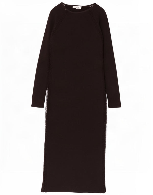 Zara Womens Long Sleeve Maxi Dress UK 14 Large Black Viscose
