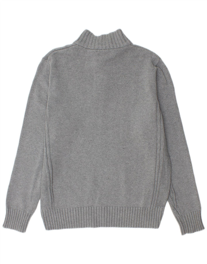Maglione da uomo Marks & Spencer blu con collo abbottonato grigio medio