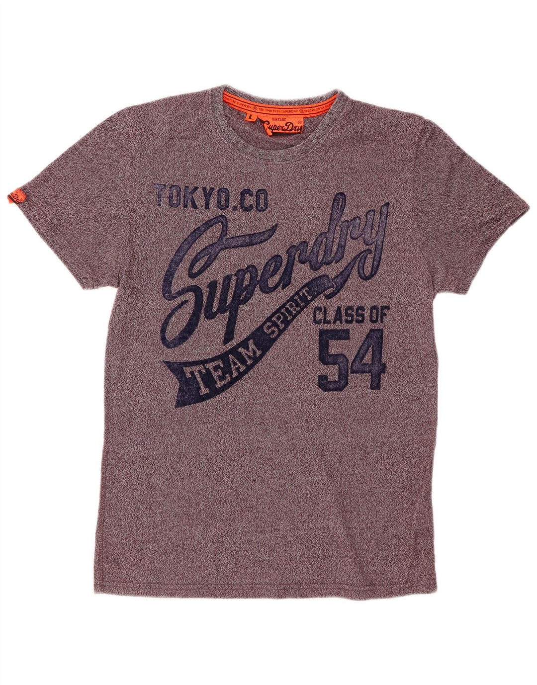 T-shirt grafica da uomo SUPERDRY Top grande in cotone screziato bordeaux