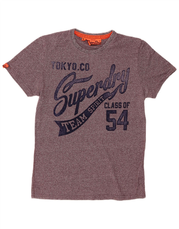 T-shirt grafica da uomo SUPERDRY Top grande in cotone screziato bordeaux