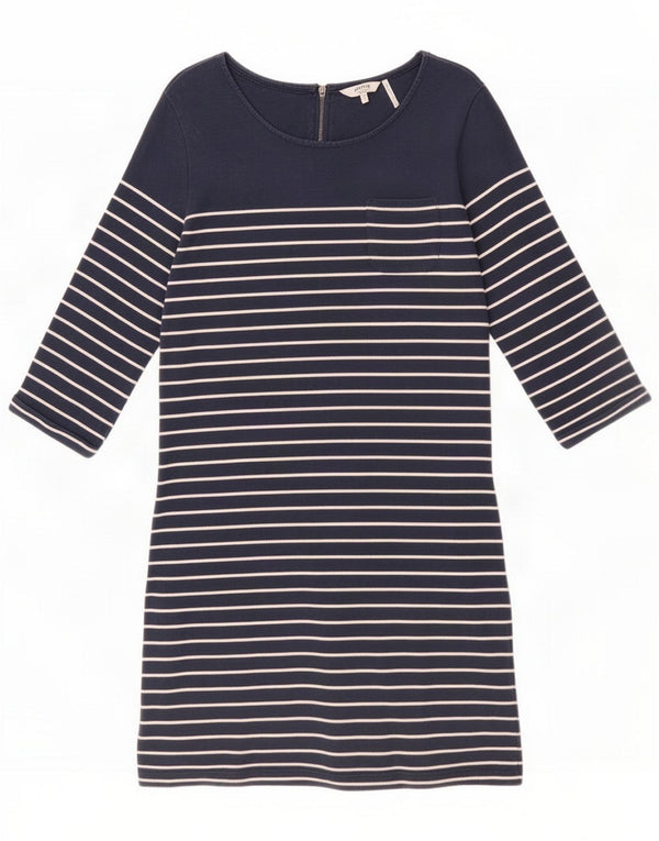 Fat Face Abito T-shirt da donna con maniche a 3/4 UK 10 Small Blu Navy a righe