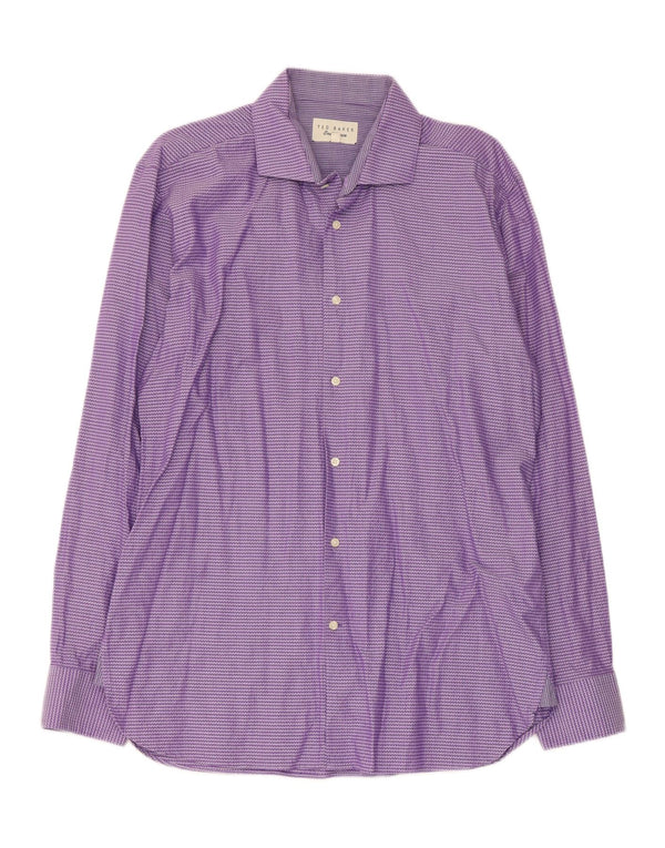 Camicia da uomo Ted Baker taglia 16 grande cotone a righe viola