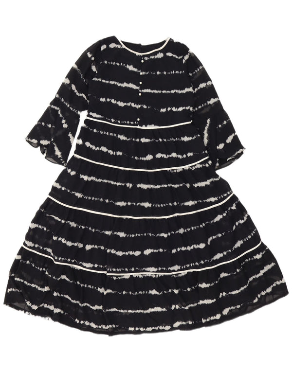 Abito a strati da donna con maniche a 3/4 a pois EU 34 XS blu navy a righe