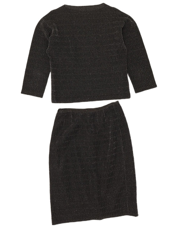 Set gonna 2 pezzi vintage da donna UK 14 medio W28 nero sintetico