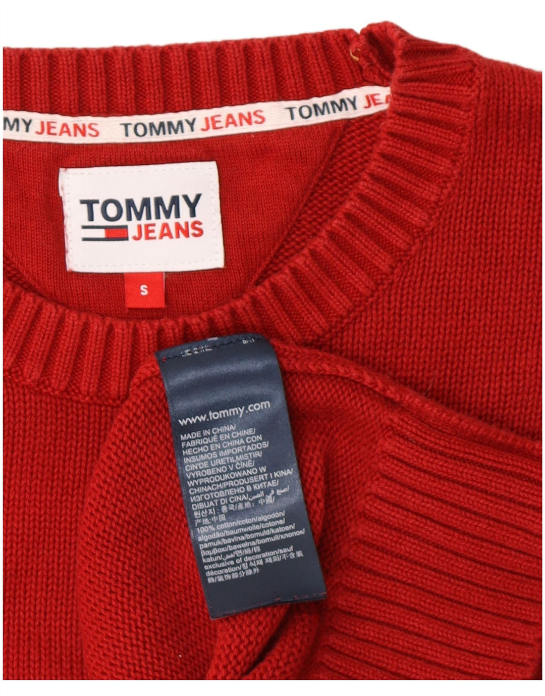Maglione maglione girocollo da uomo Tommy Hilfiger piccolo cotone rosso