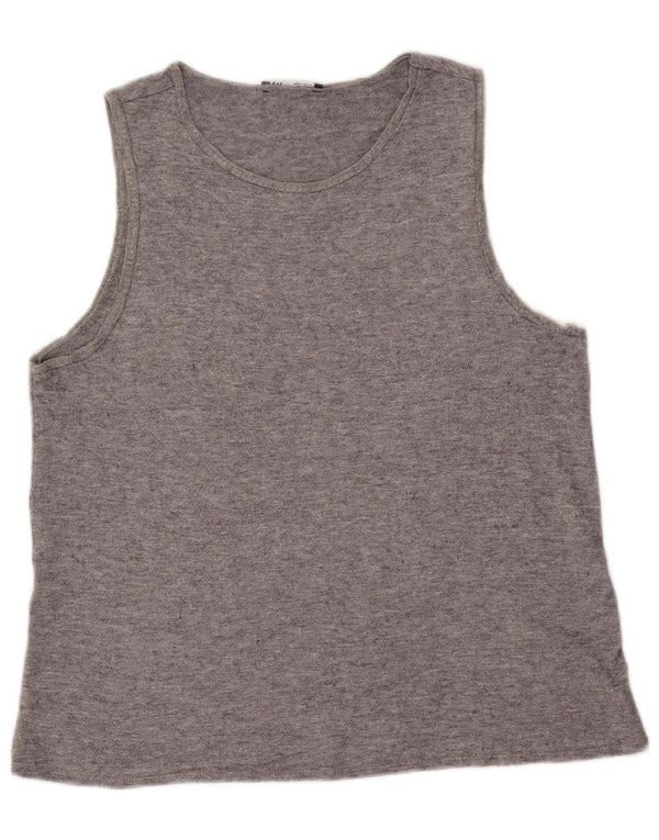 Canotta da donna Zara UK 16 grande grigio Fair Isle