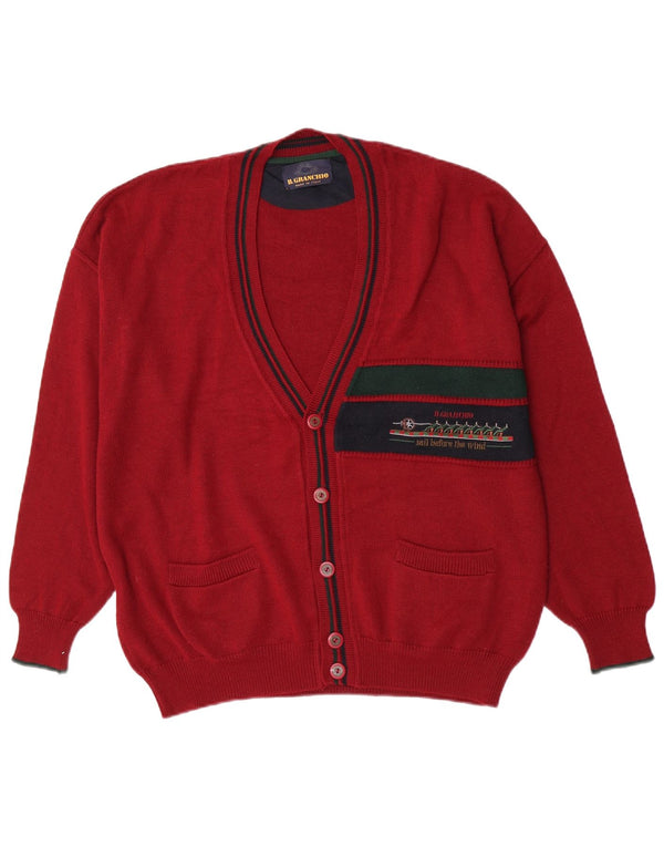 Maglione cardigan da uomo Il Granchio XL Lana color block bordeaux